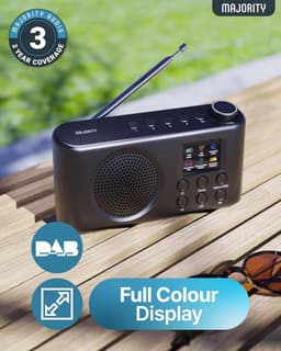 Majority Orwell - Draagbare Radio - DAB/DAB+/FM - Bluetooth - Wekker - EQ-modi - LED-display - Zwart — thumbnail 5