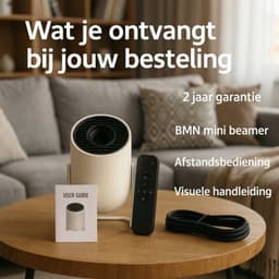 BMN® Premium Mini Beamer 2026 Editie - Smart Projector met 4K ondersteuning - Geschikt voor IOS en Android - WiFi 6 & Bluetooth 5.4 - Android 13.0 - Draagbaar - Inclusief Hdmi kabel - Thuisbioscoop - Wit — thumbnail 5