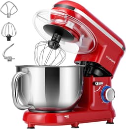 Keukenmachine 5,7L - 1500W Staande Mixer - 10 Snelheden - Met Spatdeksel - Rood — thumbnail 1