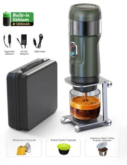 Koffiemachines - Koffiezetapparaat - Draagbare & Draadloze - Espresso Machine – Goed voor Auto & Camping – Geschikt voor Nespresso & Dolce Gusto Capsules - Groen — thumbnail 3