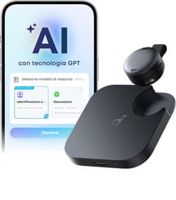 soundcore Work van Anker - Draagbare AI-recorder met transcriptie en samenvatting - Overzicht van meerdere vergaderingen - Dubbeltikken voor markering - Ultracompact - Veilige gegevens - Lange batterijduur — thumbnail 3