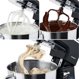 Keukenmachine 1400W - Mixer apparaat - Bakken en koken - 6 snelheden - 6 Liter kom - Zwart zilver — thumbnail 2