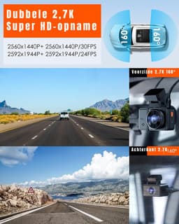 YOR® Dual Dashcam - Voor en Achter Camera – Auto Camera Met Nachtzicht – Zwart - 14cm x 15cm x 11cm — thumbnail 4