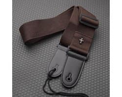 Gitaarband voor Acoustische - Electrische of Bas gitaar - Guitar Strap - met plectrumhouder - Bruin - 90 - 155 cm