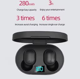 Draadloze Oordopjes Bluetooth 5.3 Hoofdtelefoon - E6S - Touch Control Oordopjes Met Microfoon - Met led percentage indicator - Zwart - Earphone - Koptelefoon - Gaming Headset - Sport Oordopjes — thumbnail 2