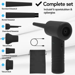 Brixy 4-in-1 Air Duster - Perslucht - 53K RPM - Blazen En Zuigen - Compressed Air - Draadloos En Oplaadbaar - Zwart — thumbnail 2