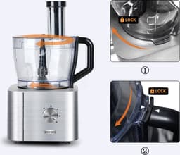 Keukenmachine - Alles in 1 keukenmachine - Multifunctionele keukenmachine - Vleesmolen - Garde - Kneder - Shredder - Sinaasappelpers - Hakselaar - Blender - 1100W - Zilver — thumbnail 4