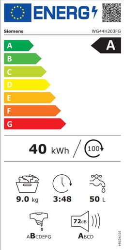Siemens WG44H203FG - iQ500 - Wasmachine - 9 kg - 1400 rpm - 20% zuiniger dan energielabel A - Home Connect - smartFinish: vermindert kreukels tot 50% - speedPack L: verkort wasprogramma's met varioSpeed - NL/FR Display — thumbnail 2