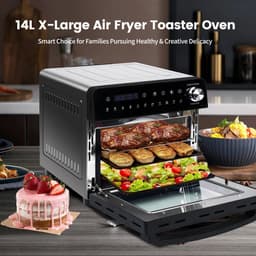 Heteluchtfriteuse - 14L – Mini Oven - 1800W - 240V - XXL - 11 Programma’s – LED Touchscreen - 14L capaciteit - Inclusief Rotisserie - en Accessoires — thumbnail 1