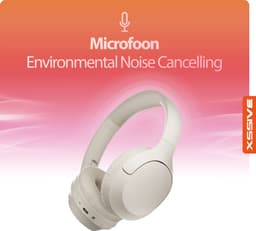 Draadloze Bluetooth Koptelefoon met Bass-Boost Functie - Bluetooth 5.3 - 60 Uur Batterij - Headset met Microfoon Noise Cancelling - Koptelefoon met draad modus - Equalizer App - Beige — thumbnail 2