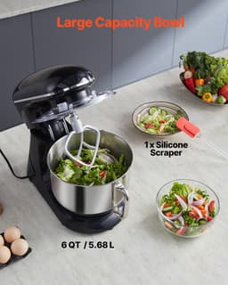 Keukenmachine, 8,3 QT Deegmixer, 1400 W, 6+P Snelheden, Keukenmachine met Kantelbare Kop en Roestvrijstalen Kom, Deeghaak, Garde, Platte Klopper, Schraper — thumbnail 4
