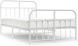 Bedframe met hoofd- en voeteneinde, metaal, wit, 120 x 190 cm, bedframe voor woonkamer, slaapkamer, hotelbedframe, geschikt voor slaapkamer — thumbnail 5