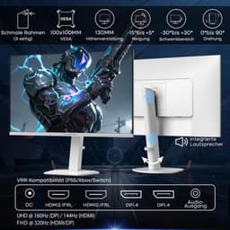 Gaming Monitor 27 Inch 4K UHD 160Hz Dual Mode - IPS Paneel - HDR 400 - HDMI 2.1 DP 1.4 - Met Luidsprekers - VESA 100x100 Montage — thumbnail 2