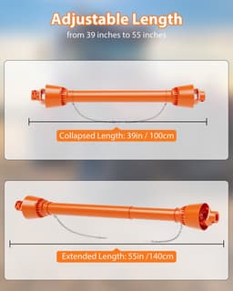 Aftakas PTO Zware Serie 4 - Oranje 39-55 Inch - 1-3/8 Inch 6-Groef - Gelegeerd Staal - Voor Tractoren En Bosmaaiers — thumbnail 4
