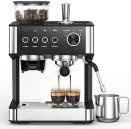 Espressomachine Automatisch 20 Bar - Conische Bonenmolen 30 Niveaus - Melkopschuimer Auto - Stoom 360° - 2,3 L Reservoir - Koffie Amerikaans Cold Brew - RVS Zwart — thumbnail 1