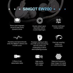 Simgot EW200 - In-Ear Monitors - IEM - Muziek & Gaming Oortjes - Metalen Behuizing - Oordoppen - Verwisselbare Kabel - Ergonomisch Design - Hybride Drivers - Zilver — thumbnail 3