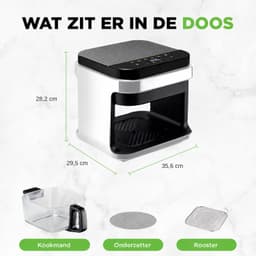 airfryer met stoomfunctie - Heteluchtfriteuse - Witte kleur - Digitale Air Fryer - 5,5L - 1200W - Meer Kookfuncties - Kijkvenster - 360° Heteluchttechnologie - Touchscreen - Vaatwasmachinebestendige Onderdelen — thumbnail 3
