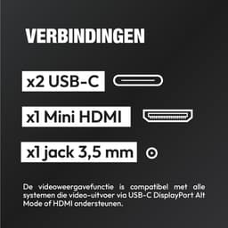 Logicom Nomad DUO - Portable Monitor - Full HD - 15,6" x 2 - IPS scherm - Vouwbaar scherm - Draagbare monitor - USB-C & Mini HDMI - Kickstand - zwart — thumbnail 2