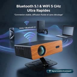 Beamer Draagbaar - 1080P Full HD 450 ANSI Lumen - Dolby Audio 5W - WiFi 6 Bluetooth 5.1 - Voor Thuisbioscoop Gaming Presentaties — thumbnail 5