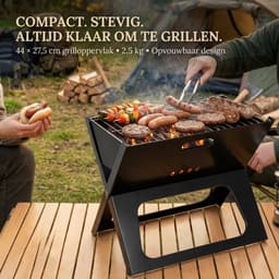Barbecue - Opvouwbare Houtskool BBQ - Draagbaar en Compact - Camping Barbecue voor Tuin en Picknick — thumbnail 2