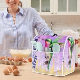 Mixerhoes Standaard - Apparaathoes Keukenmachine - Keuken Organisatie - Met Opbergvak - L-formaat - Kolibrie Paarse Bloemen — thumbnail 3