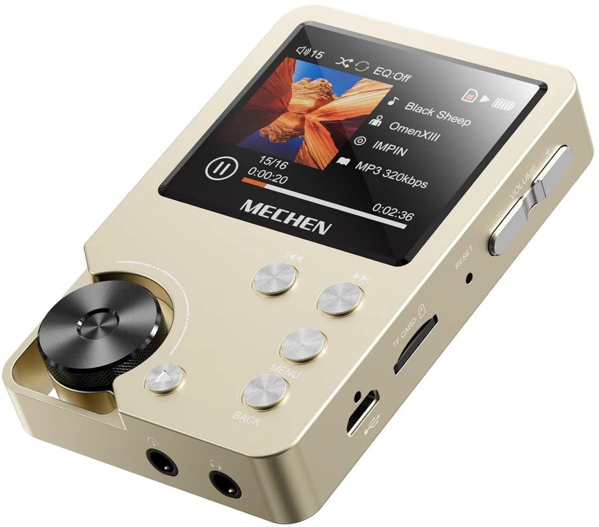 Lossless MP3 Speler Goud - 1500 mAh Batterij - 2.0 Inch Display - Metaal Behuizing - Voor Muziek Luisteren — afbeelding 1
