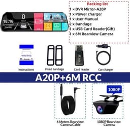 Dashcam voor Auto - 10 Inch Touchscreen Spiegelcamera - 1080P AHD Dashcam met Nachtzicht - G-Sensor - Parkeermodus - Groothoek 170° - Inclusief 6M RCC Achteruitrijcamera - Zwart — thumbnail 1