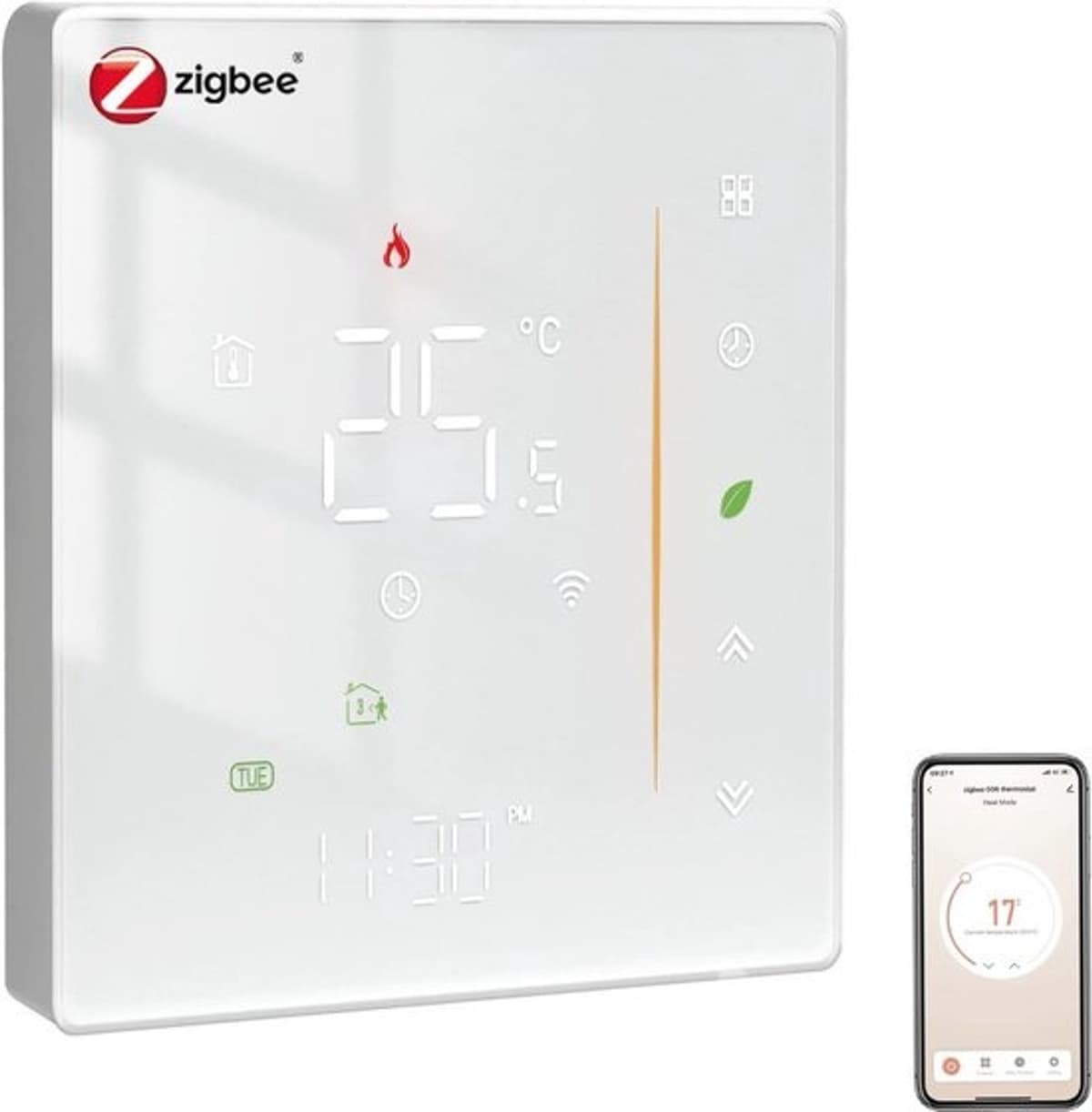 Zigbee slimme thermostaat - programmeerbaar voor vloerverwarming, compatibel met Alexa en Google Home — afbeelding 1