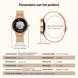 Blackview Smartwatch Dames - X30 - Stappenteller Horloge Dames - Full Touchscreen - AMOLED - Horloge met Bluetooth Belfunctie - 1,26 inch Sporthorloge - Hartslagmeter -Stappenteller - Bloeddrukmeter - Geschikt voor iOS/Android - Rosé Goud — thumbnail 3