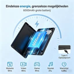 Android 16 Tablet - 10.1 inch Tablets - 256GB - 5G WiFi - Octa-core - 6000mAh - Gemini AI - Zwart — thumbnail 4
