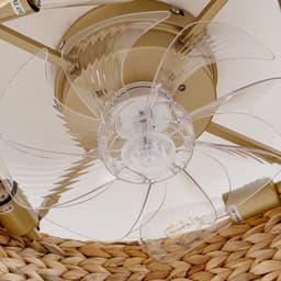 DESMIU Plafondventilator Met Verlichting – 50 Cm – Zes Snelheden – Rotan En Kunststof – Koperkleurig – Voor Kleine Slaapkamers — thumbnail 4