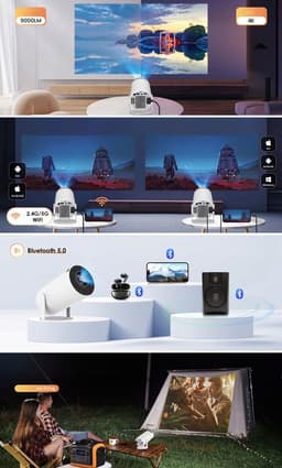 Mini Beamer - Draagbaar Projector - Android TV 11.0 - 2.4/5G WiFi & Bluetooth 5.0 - Automatische Keystone-correctie - 120 ANSI - 40-130 Inch - Thuisbioscoop - Voor Thuis & Kantoor — thumbnail 2