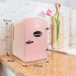 Mini Koelkast 4 Liter Retro Design - 220V/12V - Draagbaar met Handvat - Voor Slaapkamer, Auto en Kantoor - Roze — thumbnail 2