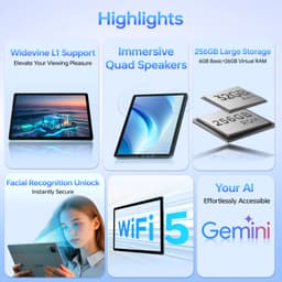 DOOGEE U13 Tablet 13" FHD+ 90Hz Android16, 32GB+256GB, Octa‑Core,11000mAh,Widevine L1,5G WiFi,Face ID,GPS,OTG — thumbnail 5