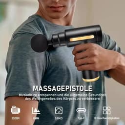 Fascia-massagepistool, draagbaar mini-massagepistool, 6 vibratiestanden, 4 massagekoppen, 1800mAh-batterij. — thumbnail 5
