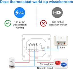 CONENTOOL WIFI Slimme thermostaat voor waterverwarming - LED - 3A - Wit — thumbnail 5