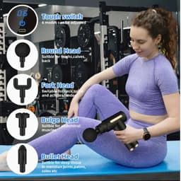 Professioneel massagepistool – Massageapparaat – Massagegun – Massage-apparatuur voor sport en ontspanning – Zwart & Goud – Draagbaar, oplaadbaar massageapparaat – LCD-scherm – Instelbaar via touchscreen (6 snelheden) – Ideaal als cadeau — thumbnail 4