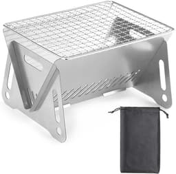 BBQ Grill - Tafel Barbecue - Houtskoolbarbecues - Mini Houtskool Smoker - Opvouwbaar Houtskool Barbecue - Draagbaar BBQ - Draagbare Camping Grill - 22cm x16x12cm - RVS - met handige draagtas - Ideaal voor Camping of Vakantie — thumbnail 1