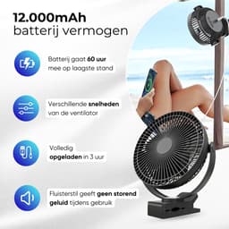 Pitt & Co. Tafelventilator – Oplaadbare USB Mini Ventilator – Stil & Draagbaar – Handventilator – 3 Snelheden – Compacte Luchtkoeler – Zwart — thumbnail 4