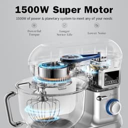Keukenmachine 1500 W - Multifunctionele Keukenrobot met 5,5 l en LCD-display - Kneedmachine met 6 snelheden — thumbnail 3