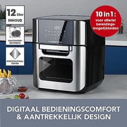 Hetelucht friteuse - XXL oven - Vetarm koken - 10 programma's - 12 Liter - Zilver — thumbnail 3