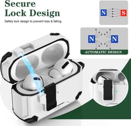 Sounix Hoesje geschikt voor Airpods Pro 1 / 2 - Met schoonmaak borstel - Airpods Pro Hoesje - Armor Case met Lock - Donkerblauw — thumbnail 3