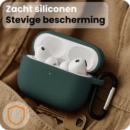 Hoesje - Geschikt voor Apple Airpods Pro 3 - met Clip - Siliconen Hoes - Silicone Case Cover - Donkergroen — thumbnail 3