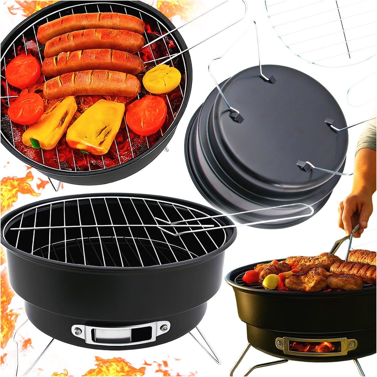 Draagbare Koolgrill 26cm - Opvouwbaar & Compact voor Tuin & Camping — afbeelding 1