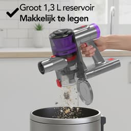 Brixy Steelstofzuiger Draadloos - 30 kPa Zuigkracht - 50 Min Gebruiktijd - Meerdere Filters - Kruimeldief - Draadloze Stofzuiger - Vacuum Cleaner - Grijs/Paars — thumbnail 4