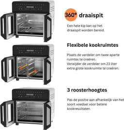 ApexArte® Dubbele Airfryer XXXL - Duo Heteluchtfriteuse - Geschikt voor Accessoires - Zwart — thumbnail 5
