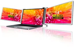 Lipa HDR-75 Triple Portable monitor Full HD - Extra beeldscherm laptop - Tri-screen- Triple monitor - 1 Kabel model ook voor Macbooks en Windows - Plug & Play - Voor schermen tussen 14 en 17.3 inch - 60 Hz - HDR en IPS - 2x 14" - Met Draagtas — thumbnail 1