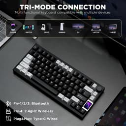 Yunzii AL80 - Zwart - Aluminium Mechanisch Draadloos Toetsenbord - 75% - Qwerty - Gaming Keyboard - RGB Lichten - Cacao Cream V2 Switch — thumbnail 3