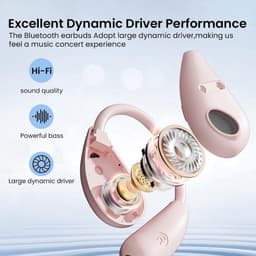 Open Ear Oordopjes - Draadloze Bluetooth 5.4 Sport Oordopjes - Met Digitale Display en 50Uur Speeltijd - Voor Fietsen en Hardlopen - Sportoordopjes - Roze — thumbnail 3