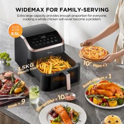 XXL Airfryer – 9L – 8-in-1 Multifunctioneel – Bakken – Grillen – Frituren Zonder Olie – Verwarmen – Drogen – Roosteren – Digitale Touchscreen – Grote Capaciteit – Voor Gezinnen en Groepen — thumbnail 5